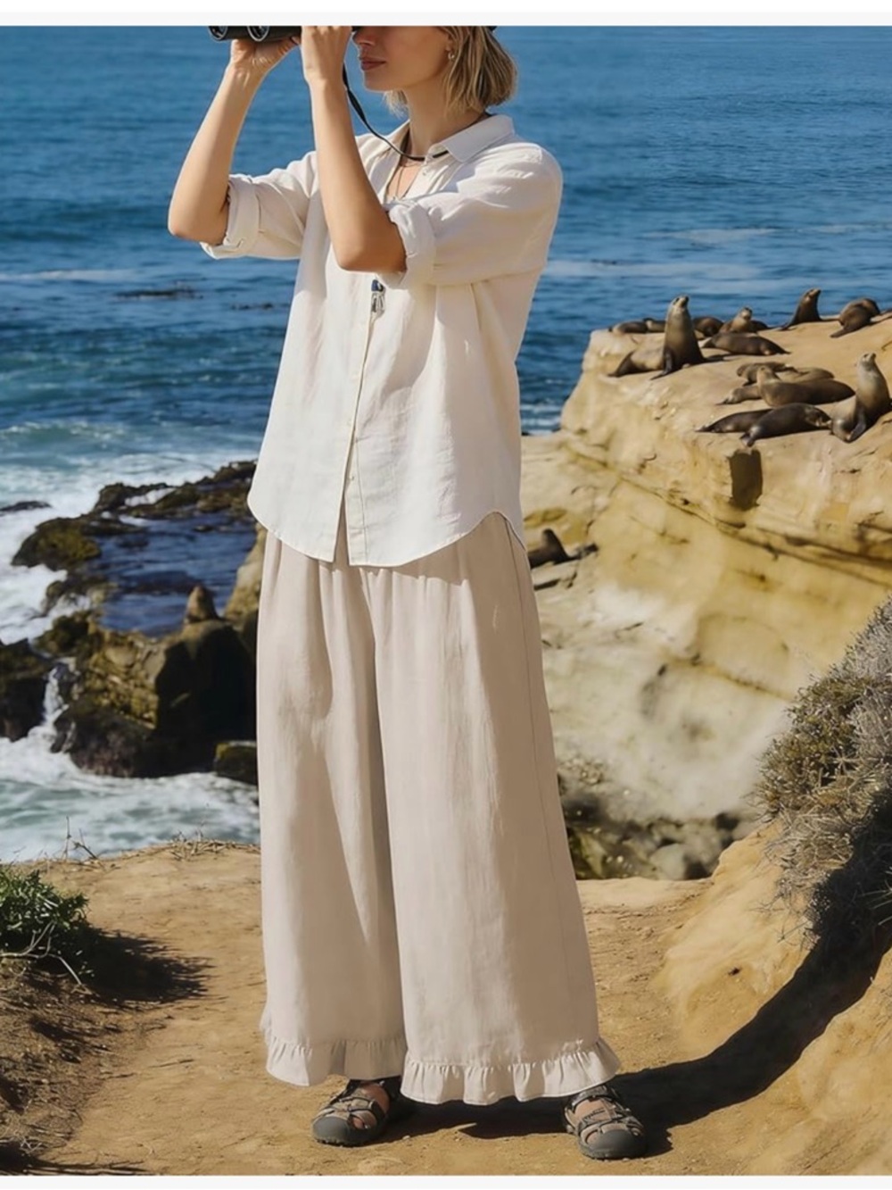 NWT Beige Linen Blend Pants-S - Picture 12 of 17